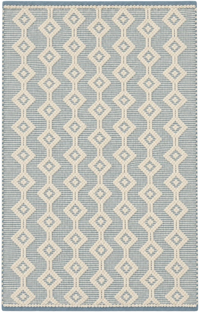 Handmade Modern Cotton Baby Blue And Off White Kilim