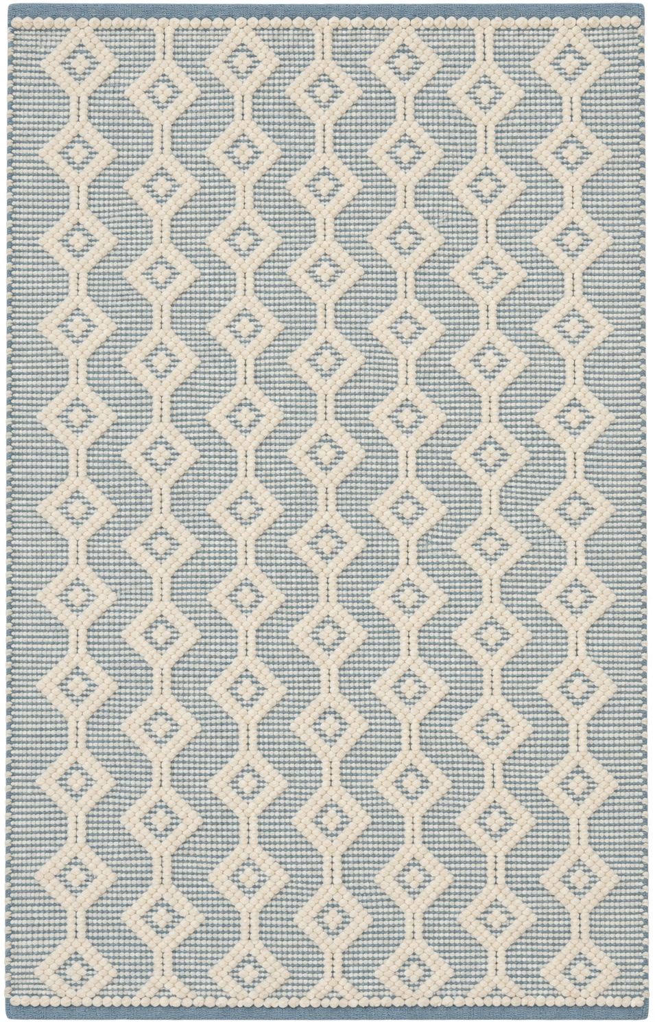 Handmade Modern Cotton Baby Blue And Off White Kilim