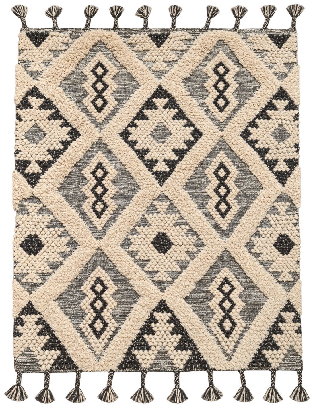 Handmade Modern Off White And Black Kilim