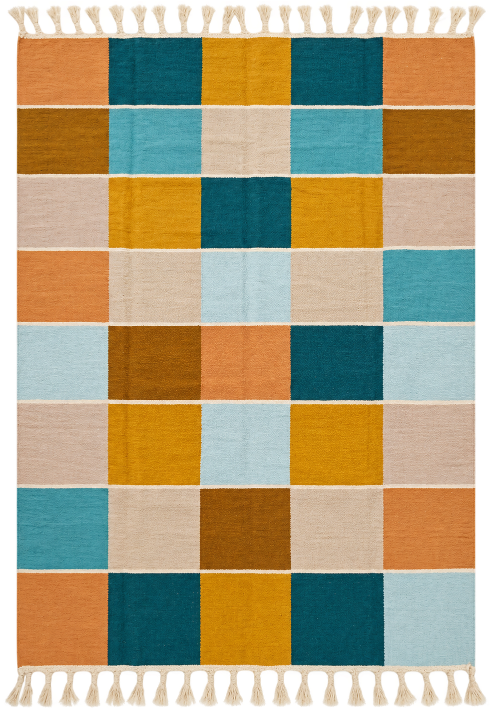 Color-block wool kilim