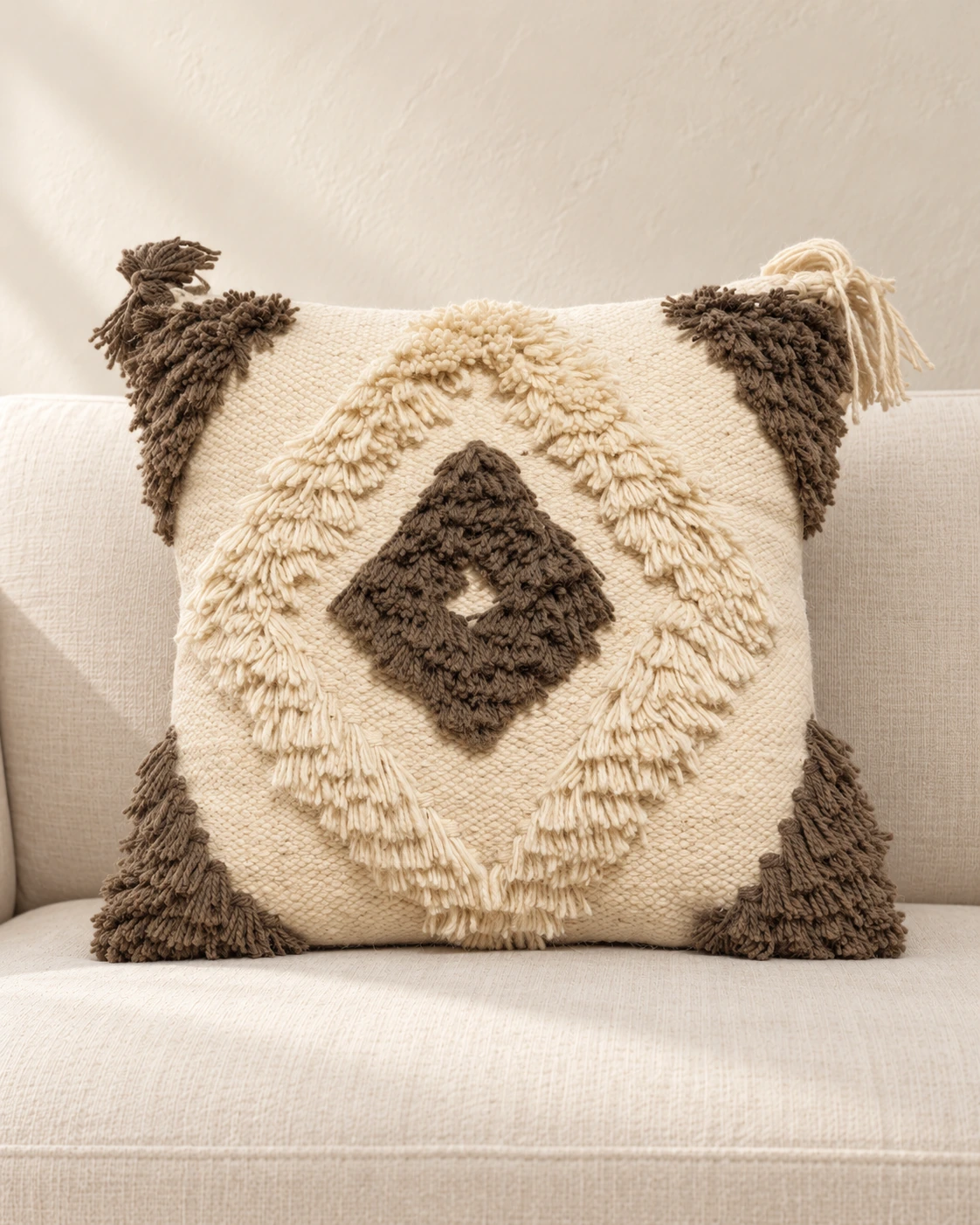 Handmade Modern  Off White Cushion