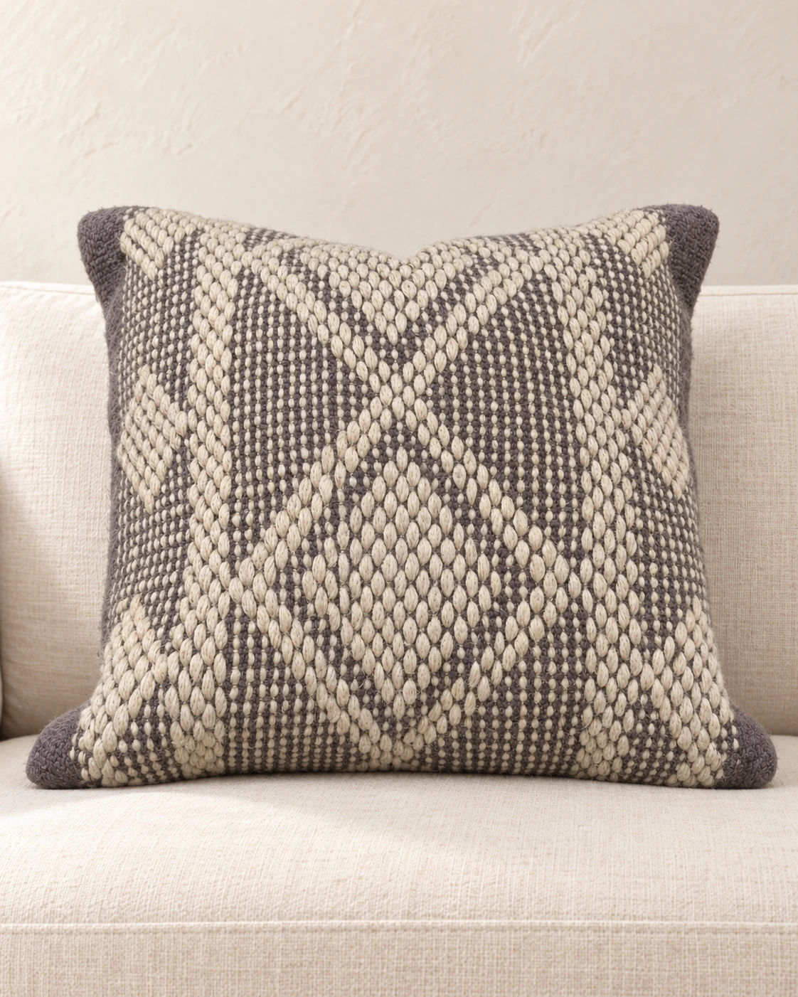 Handmade Modern Off White Purple Cushion