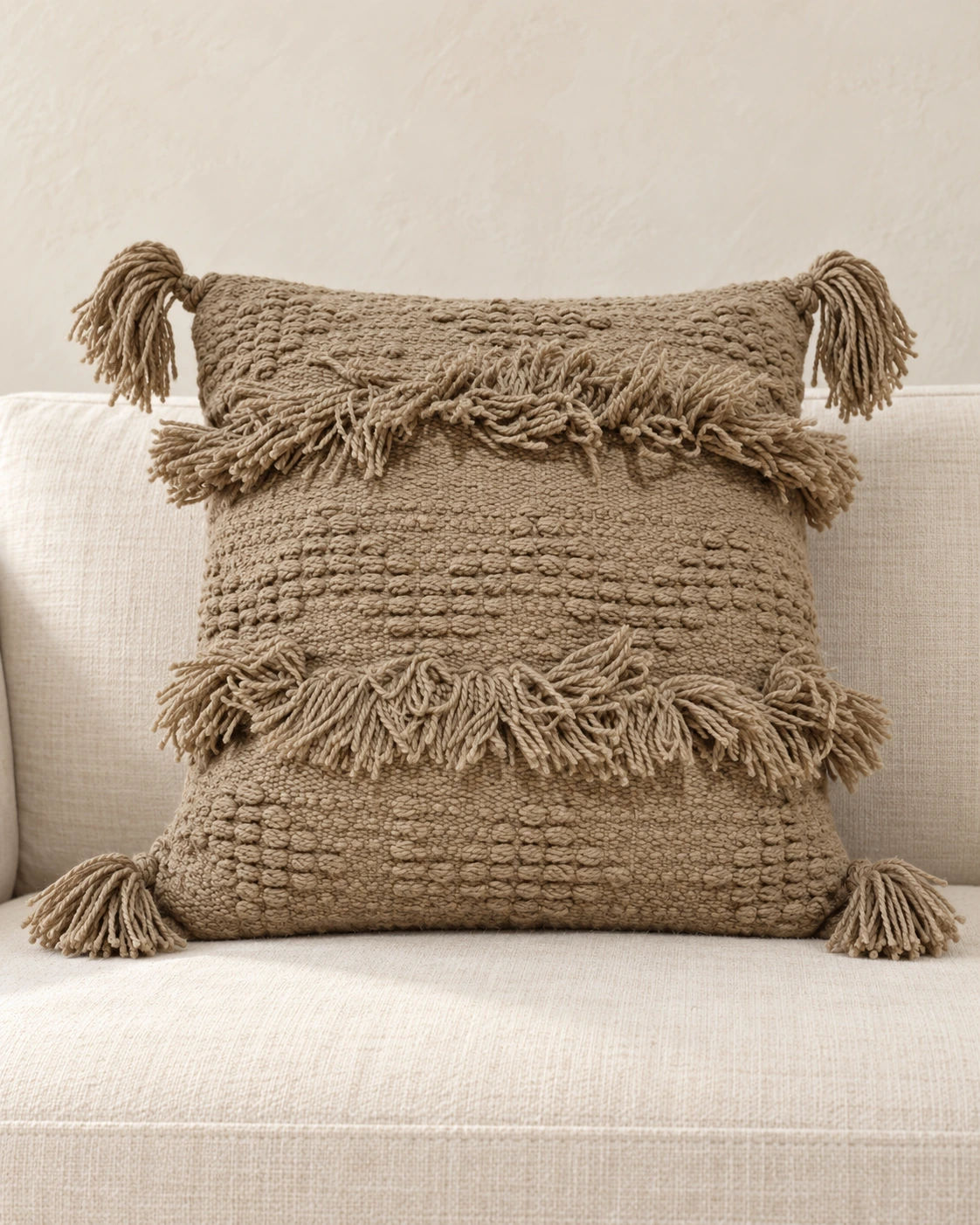 Handmade Modern Beige Cushion